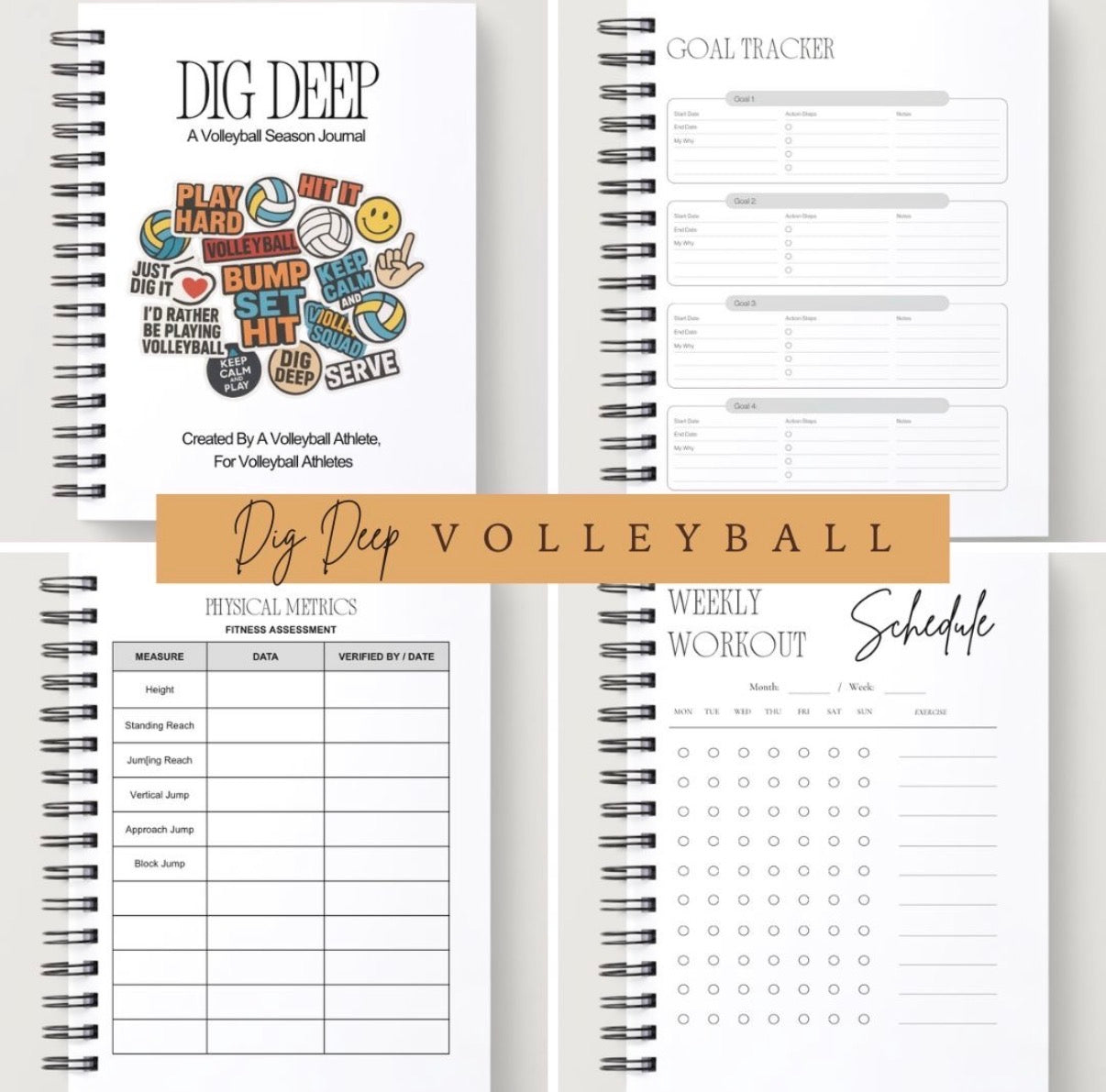 DIG DEEP Volleyball Journal and Sleeve